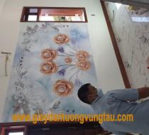 Thi công tranh dán tường 3D tại nhà a Long TT. Phú Mỹ, H.Tân Thành, Bà Rịa Vũng Tàu