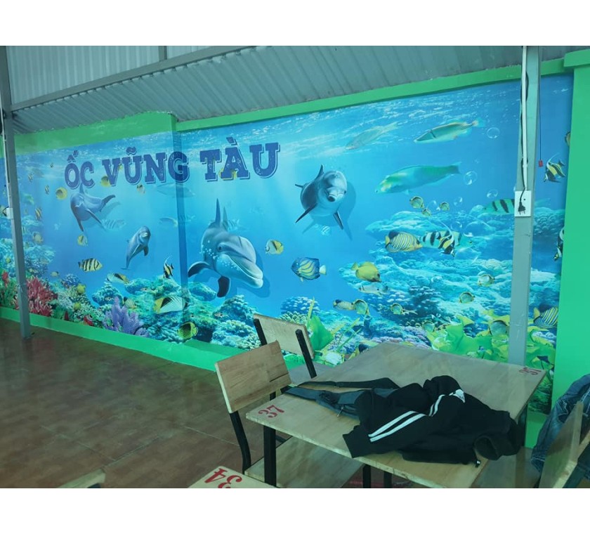 thi công tranh dán tường 3D cho quán ỐC VŨNG TÀU