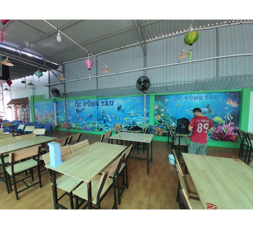 thi công tranh dán tường 3D cho quán ỐC VŨNG TÀU