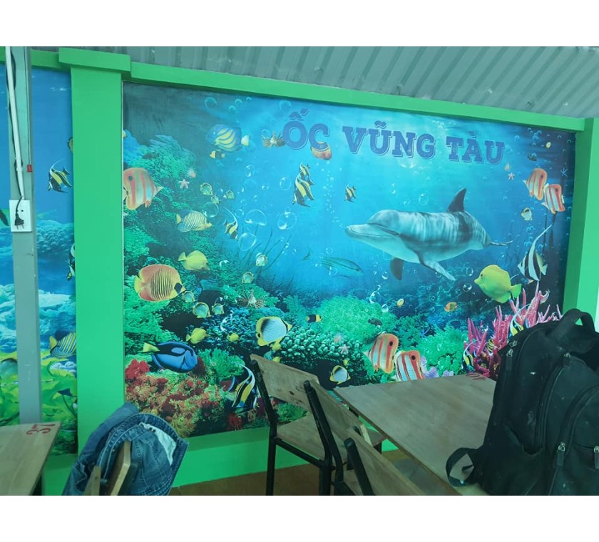 thi công tranh dán tường 3D cho quán ỐC VŨNG TÀU