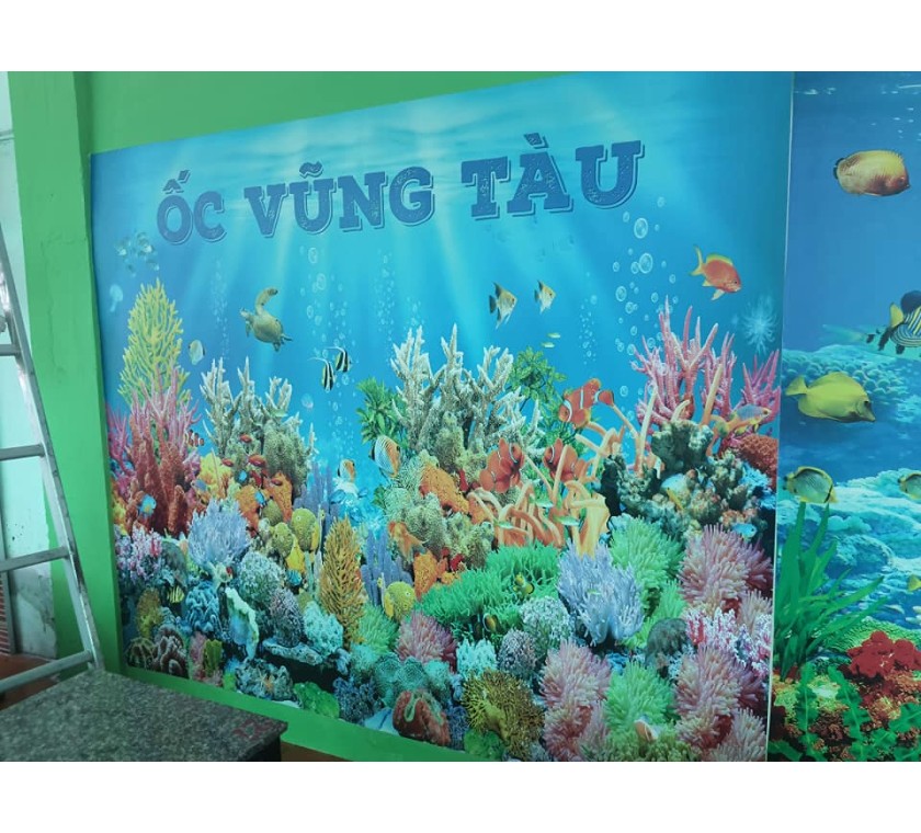 thi công tranh dán tường 3D cho quán ỐC VŨNG TÀU